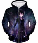 Sword Art Online Avatar Kirito The Black Swordsman Anime Black Hoodie - Sword Art Online Hoodie - Zip Up Hoodie