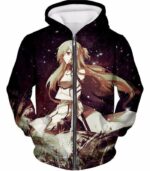 Sword Art Online Beautiful Blonde Asuna Yuuki Cute Avatar Graphic Zip Up Hoodie - Sword Art Online Hoodie - Zip Up Hoodie