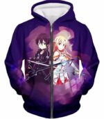 Sword Art Online Best Anime Couple Kirito And Asuna Cool Action Anime Hoodie - Zip Up Hoodie