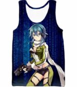 Sword Art Online Cool Anime Promo Asada Shino Action Black Graphic Hoodie - Sword Art Online Hoodie - Tank Top