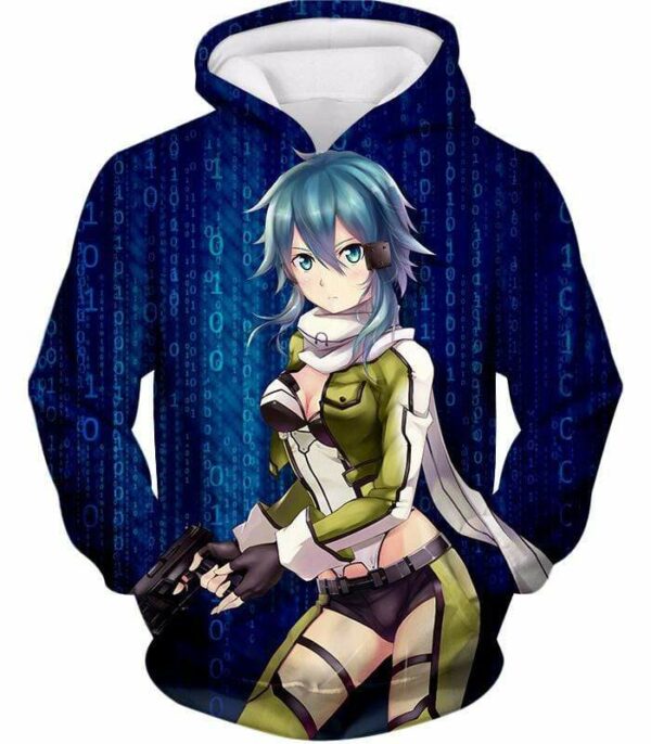 Sword Art Online Cool Anime Promo Asada Shino Action Black Graphic Hoodie - Sword Art Online Hoodie - Hoodie