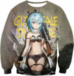 Sword Art Online Cool Gun Gale Online Promo Girl Asada Shino Cool Grey Anime Hoodie - Sword Art Online Hoodie - Sweatshirt