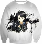 Sword Art Online Cool Hero Kirigaya Kazuto Aka Kirito Action White Zip Up Hoodie - Sword Art Online Hoodie - Sweatshirt