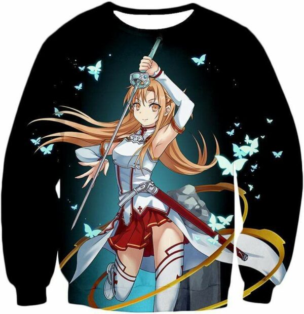 Sword Art Online Cute Anime Swordswoman Yuuki Asuna Graphic Hoodie - Sword Art Online Hoodie - Sweatshirt