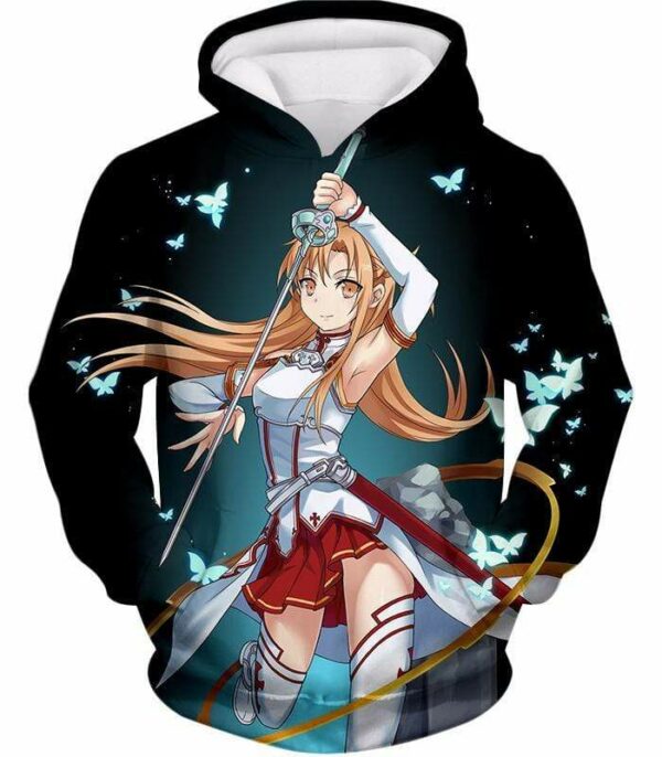 Sword Art Online Cute Anime Swordswoman Yuuki Asuna Graphic Hoodie - Sword Art Online Hoodie