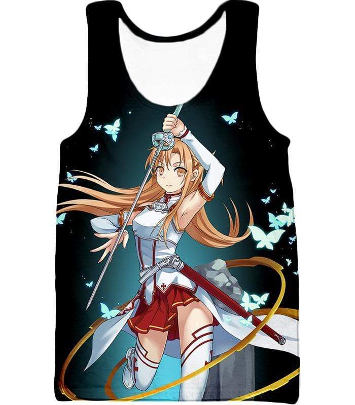 Sword Art Online Cute Anime Swordswoman Yuuki Asuna Graphic Zip Up Hoodie - Sword Art Online Hoodie - Tank Top