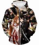 Sword Art Online Cutest Anime Couple Kirito And Asuna Anime Hoodie - Zip Up Hoodie