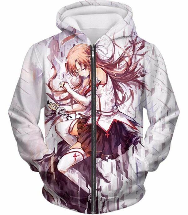 Sword Art Online Extreme Beauty Yuuki Asuna Cool Anime Promo Graphic Hoodie - Sword Art Online Hoodie - Zip Up Hoodie