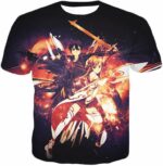 Sword Art Online Favourite Action Couple Kirito And Asuna Anime Graphic Hoodie - T-Shirt