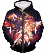 Sword Art Online Favourite Action Couple Kirito And Asuna Anime Graphic Hoodie - Zip Up Hoodie