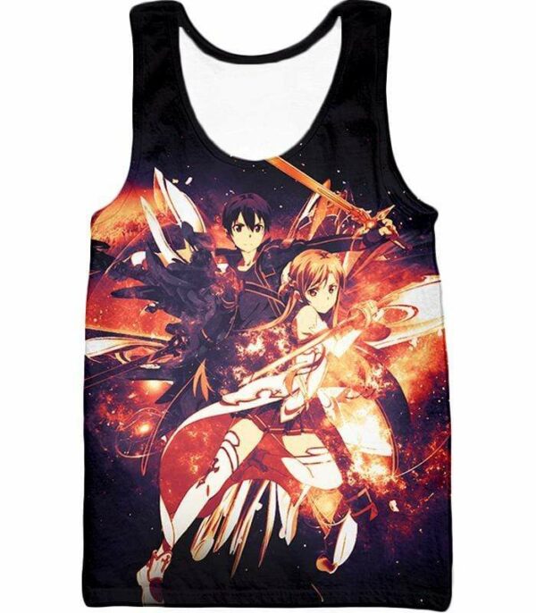 Sword Art Online Favourite Action Couple Kirito And Asuna Anime Graphic Hoodie - Tank Top