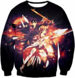 Sword Art Online Favourite Action Couple Kirito And Asuna Anime Graphic Zip Up Hoodie - Sweatshirt