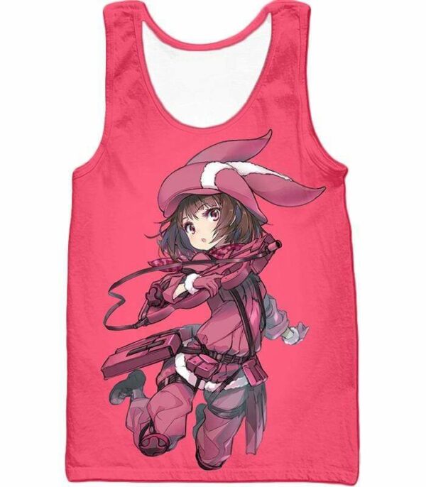 Sword Art Online Gun Gale Online Pink Devil Kohiruimaki Karen Aka LLENN Cool Promo Pink Zip Up Hoodie - Sword Art Online Zip Up Hoodie - Tank Top