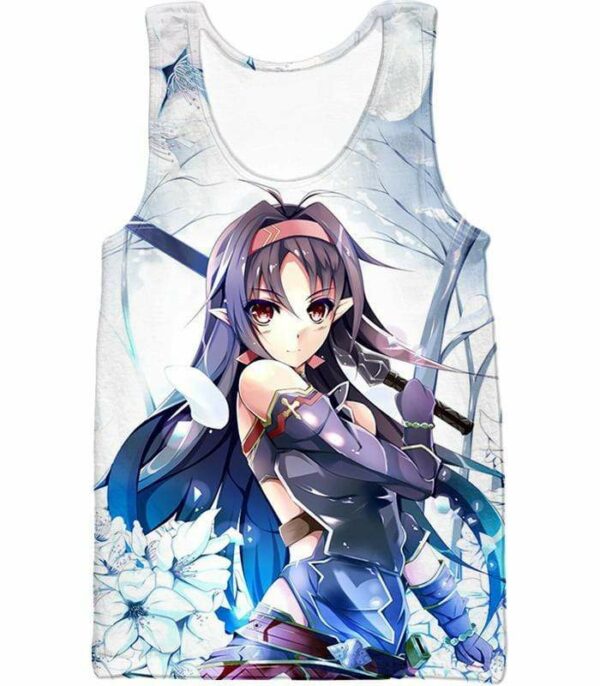 Sword Art Online Incredible VRMMORPG Player Yuuki Konno White Hoodie  - Sword Art Online Hoodie - Tank Top