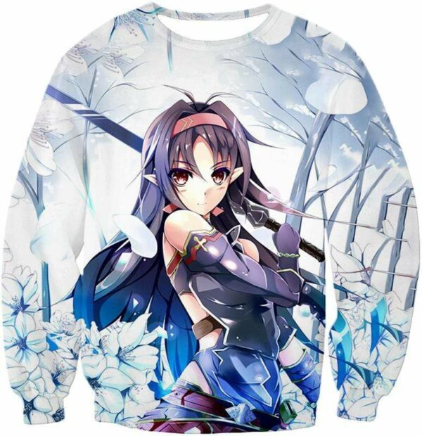 Sword Art Online Incredible VRMMORPG Player Yuuki Konno White Hoodie  - Sword Art Online Hoodie - Sweatshirt