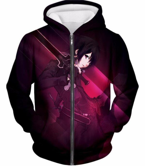 Sword Art Online Kirigaya Kazuto Aka Kirito Incredible Swordsman Graphic Hoodie - SAO Merch Hoodie - Zip Up Hoodie