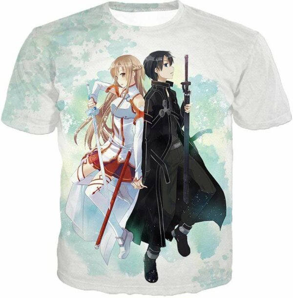 Sword Art Online Kirito And Asuna White Hoodie  - Sword Art Online Hoodie - T-Shirt