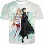Sword Art Online Kirito And Asuna White Zip Up Hoodie  - Sword Art Online Zip Up Hoodie - T-Shirt