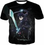 Sword Art Online Kirito Cool Sword Action Anime Graphic Zip Up Hoodie - T-Shirt