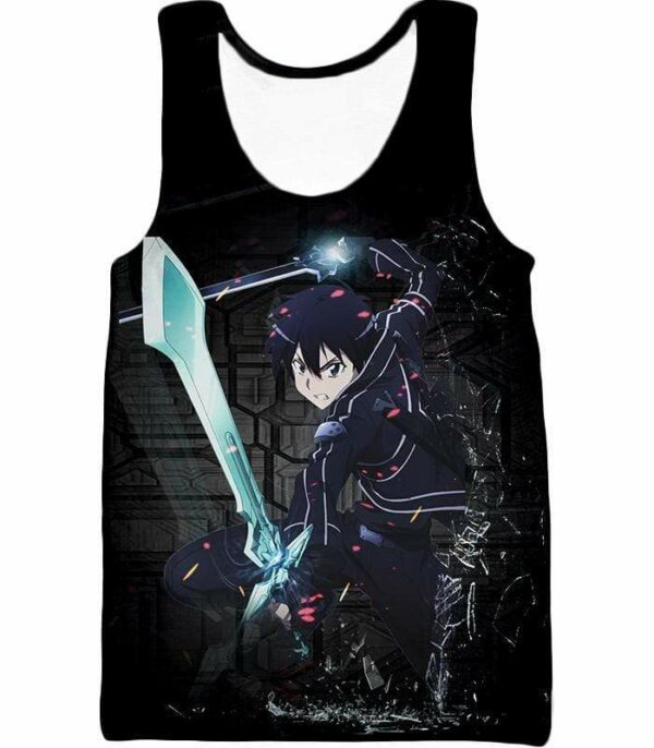 Sword Art Online Kirito Cool Sword Action Anime Graphic Zip Up Hoodie - Tank Top