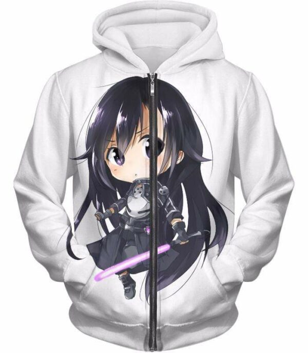 Sword Art Online Kirito Gun Gale Online VRMMORPG Avatar Promo White Hoodie - Sword Art Online Hoodie - Zip Up Hoodie