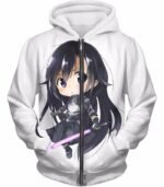 Sword Art Online Kirito Gun Gale Online VRMMORPG Avatar Promo White Zip Up Hoodie - Sword Art Online Zip Up Hoodie - Zip Up Hoodie