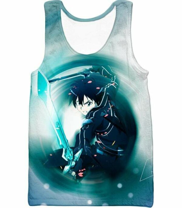 Sword Art Online Kirito Swordplay Action Online White Anime Hoodie - SAO Merch Hoodie - Tank Top