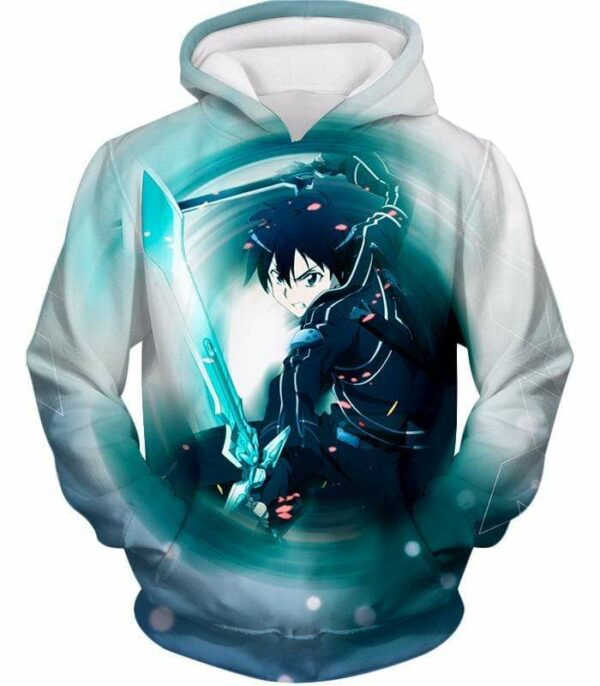 Sword Art Online Kirito Swordplay Action Online White Anime Hoodie - SAO Merch Hoodie - Hoodie