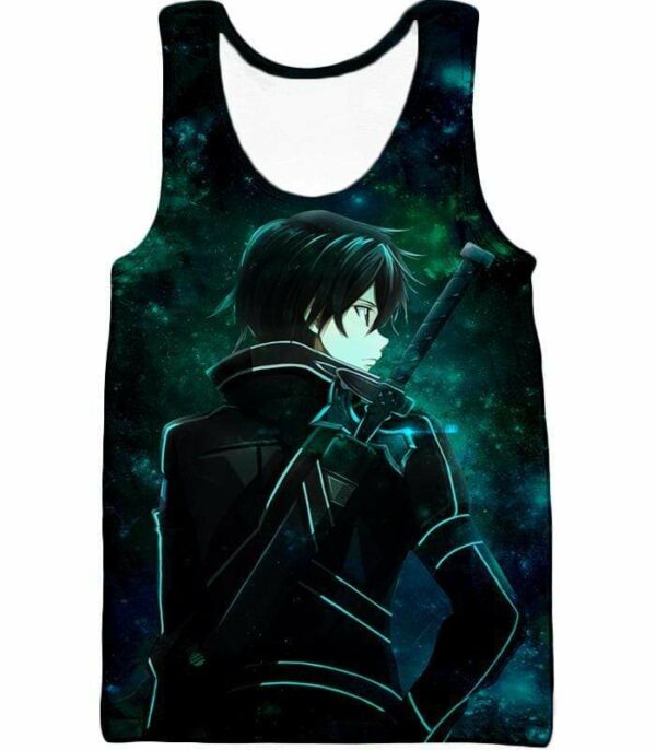 Sword Art Online Kirito The Black Swordsman Graphic Zip Up Hoodie - SAO Merch Hoodie - Tank Top