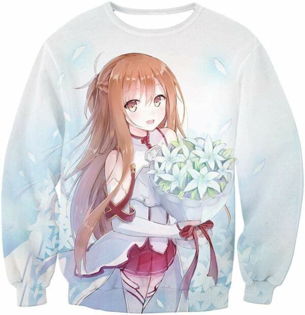 Sword Art Online Lovely Anime Girl Yuuki Asuna Cool Promo White Hoodie - SAO Merch Hoodie - Sweatshirt