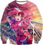 Sword Art Online Pink Devil LLENN Action Gun Gale Online Player Graphic Hoodie - SAO Merch Hoodie - Sweatshirt