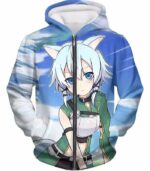 Sword Art Online Super Marksman Asada Shino Alfheim Online Hoodie  - Sword Art Online Hoodie - Zip Up Hoodie