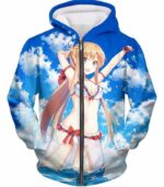 Sword Art Online Super Sexy Anime Blonde Yuuki Asuna Cool Promo Hoodie - SAO Merch Hoodie - Zip Up Hoodie