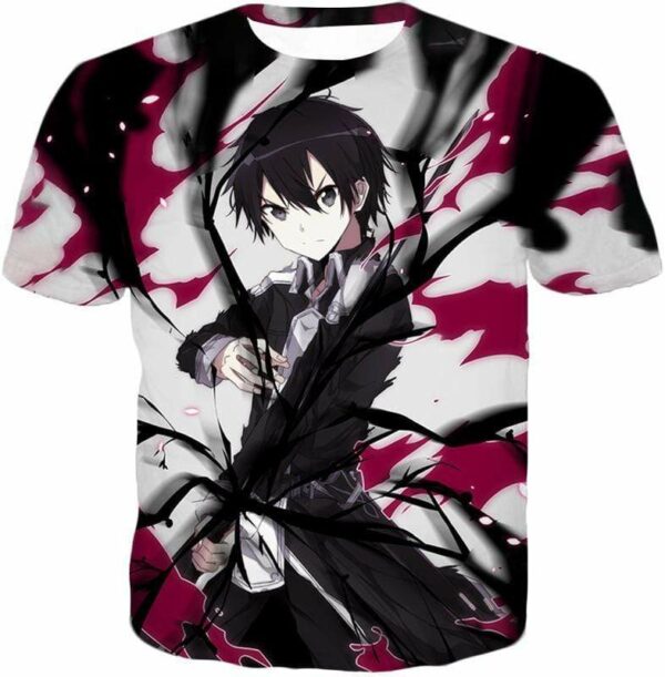 Sword Art Online The Black Swordsman Kiriti Aka Kirigaya Kazuto Cool Action Anime Zip Up Hoodie - Sword Art Online Hoodie - T-Shirt