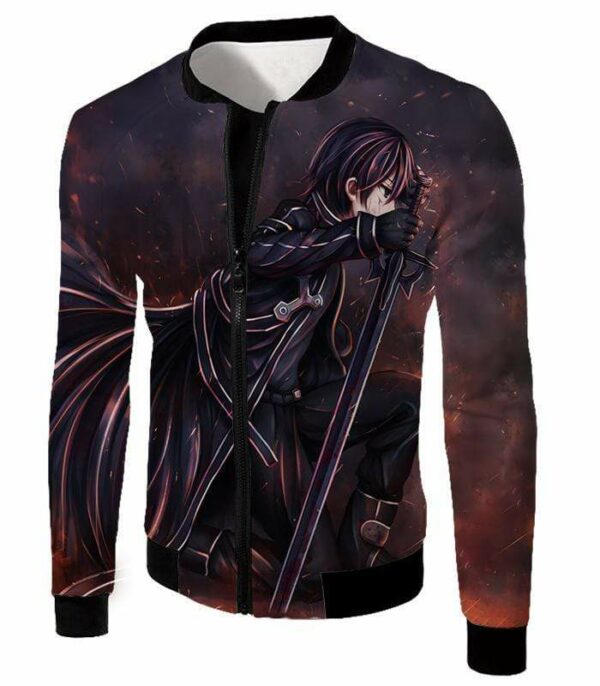 Sword Art Online The Black Swordsman Kirito Ultimate Action Graphic Promo Hoodie - Sword Art Online Hoodie - Jacket