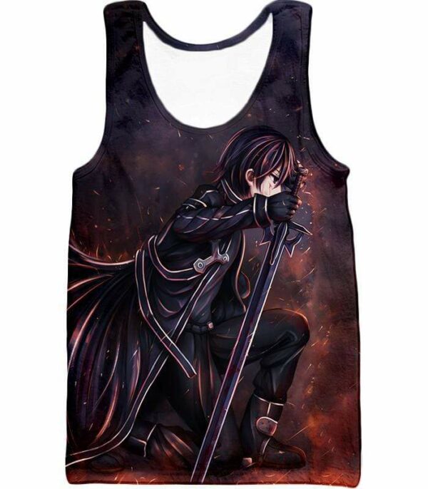 Sword Art Online The Black Swordsman Kirito Ultimate Action Graphic Promo Zip Up Hoodie - Sword Art Online Zip Up Hoodie - Tank Top