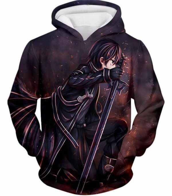 Sword Art Online The Black Swordsman Kirito Ultimate Action Graphic Promo Zip Up Hoodie - Sword Art Online Zip Up Hoodie - Hoodie