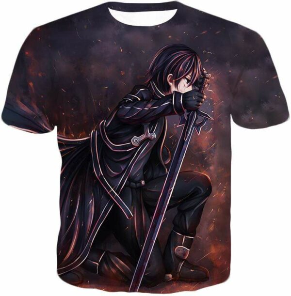 Sword Art Online The Black Swordsman Kirito Ultimate Action Graphic Promo Zip Up Hoodie - Sword Art Online Zip Up Hoodie - T-Shirt