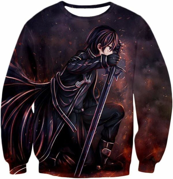 Sword Art Online The Black Swordsman Kirito Ultimate Action Graphic Promo Hoodie - Sword Art Online Hoodie - Sweatshirt