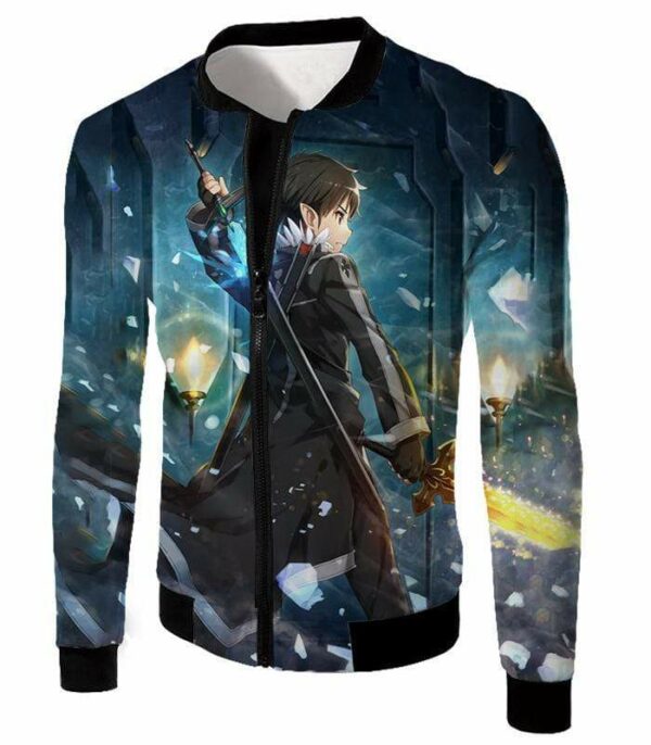 Sword Art Online Ultimate Swordsman Kirito Anime Action Graphic Promo Hoodie - Sword Art Online Hoodie - Jacket