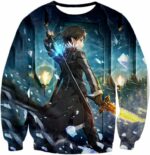 Sword Art Online Ultimate Swordsman Kirito Anime Action Graphic Promo Zip Up Hoodie - Sword Art Online Zip Up Hoodie - Sweatshirt