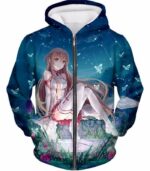 Sword Art Online Very Anime Girl Yuuki Asuna Cool Graphic Promo Hoodie - Sword Art Online Hoodie - Zip Up Hoodie