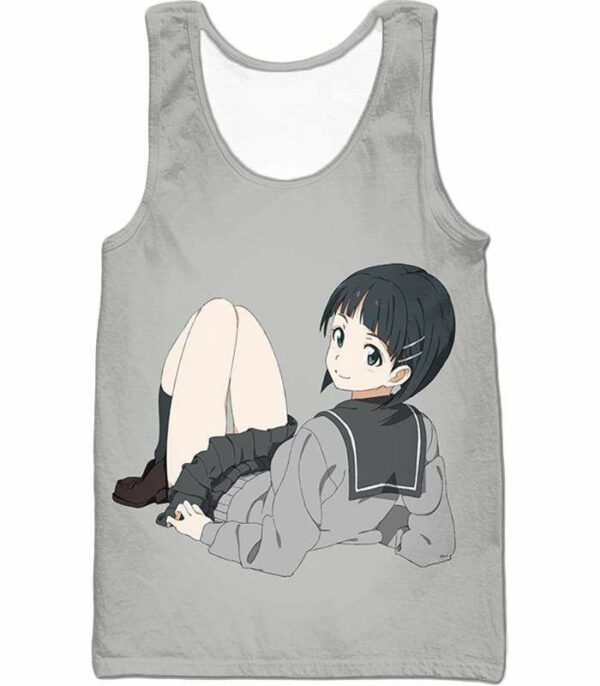 Sword Art Online Very Kirito Real Cousin Kirigaya Suguha Grey Anime Hoodie  - Sword Art Online Hoodie - Tank Top