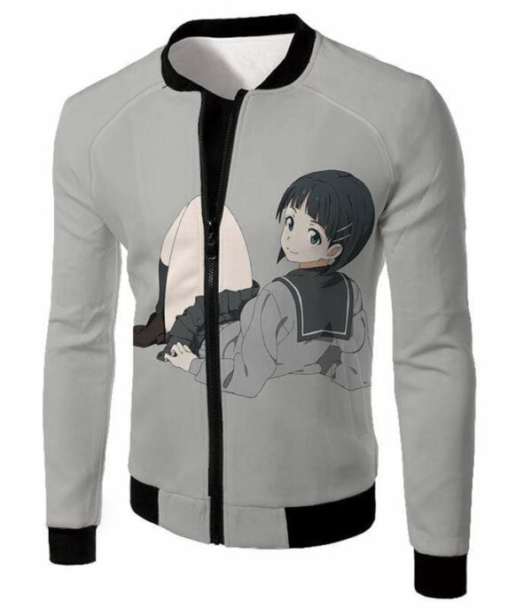 Sword Art Online Very Kirito Real Cousin Kirigaya Suguha Grey Anime Hoodie  - Sword Art Online Hoodie - Jacket