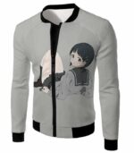 Sword Art Online Very Kirito Real Cousin Kirigaya Suguha Grey Anime Zip Up Hoodie  - Sword Art Online Zip Up Hoodie - Jacket