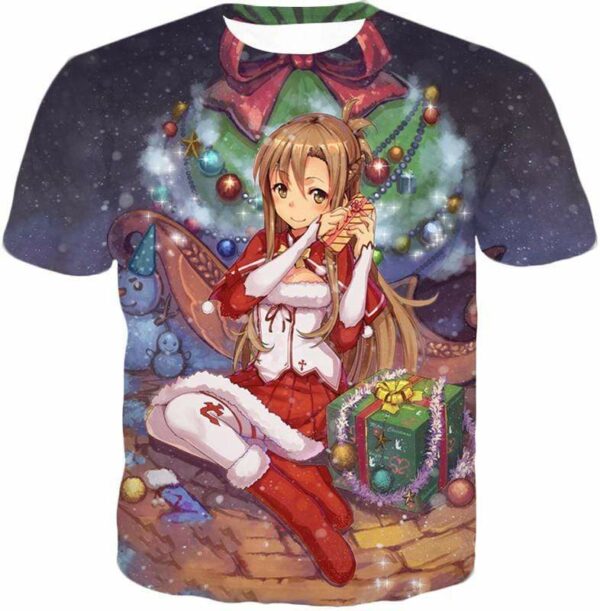 Sword Art Online Yuuki Asuna Promo Christmas Theme Cool Graphic Hoodie - Sword Art Online Hoodie - T-Shirt