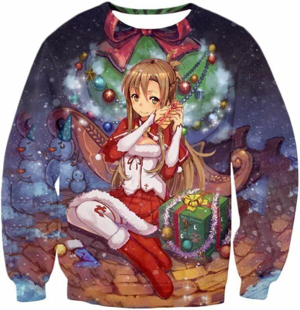 Sword Art Online Yuuki Asuna Promo Christmas Theme Cool Graphic Hoodie - Sword Art Online Hoodie - Sweatshirt