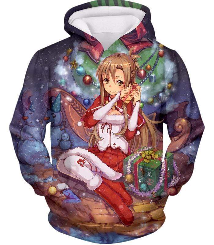 Sword Art Online Yuuki Asuna Promo Christmas Theme Cool Graphic Hoodie - Sword Art Online Hoodie