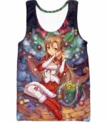 Sword Art Online Yuuki Asuna Promo Christmas Theme Cool Graphic Zip Up Hoodie - Sword Art Online Zip Up Hoodie - Tank Top