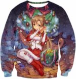 Sword Art Online Yuuki Asuna Promo Christmas Theme Cool Graphic Zip Up Hoodie - Sword Art Online Zip Up Hoodie - Sweatshirt